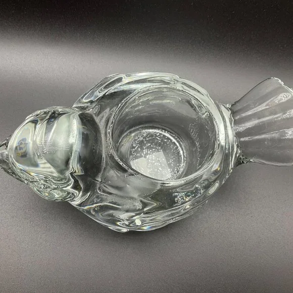 Vintage Clear Glass Bird Figurine Candle Holder Votive Tea Light Paperweight - Picture 3 of 11